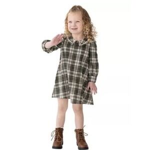 NWT Mabel + Honey Green Plaid Peter Pan Collar Dress 2T Holiday Christmas